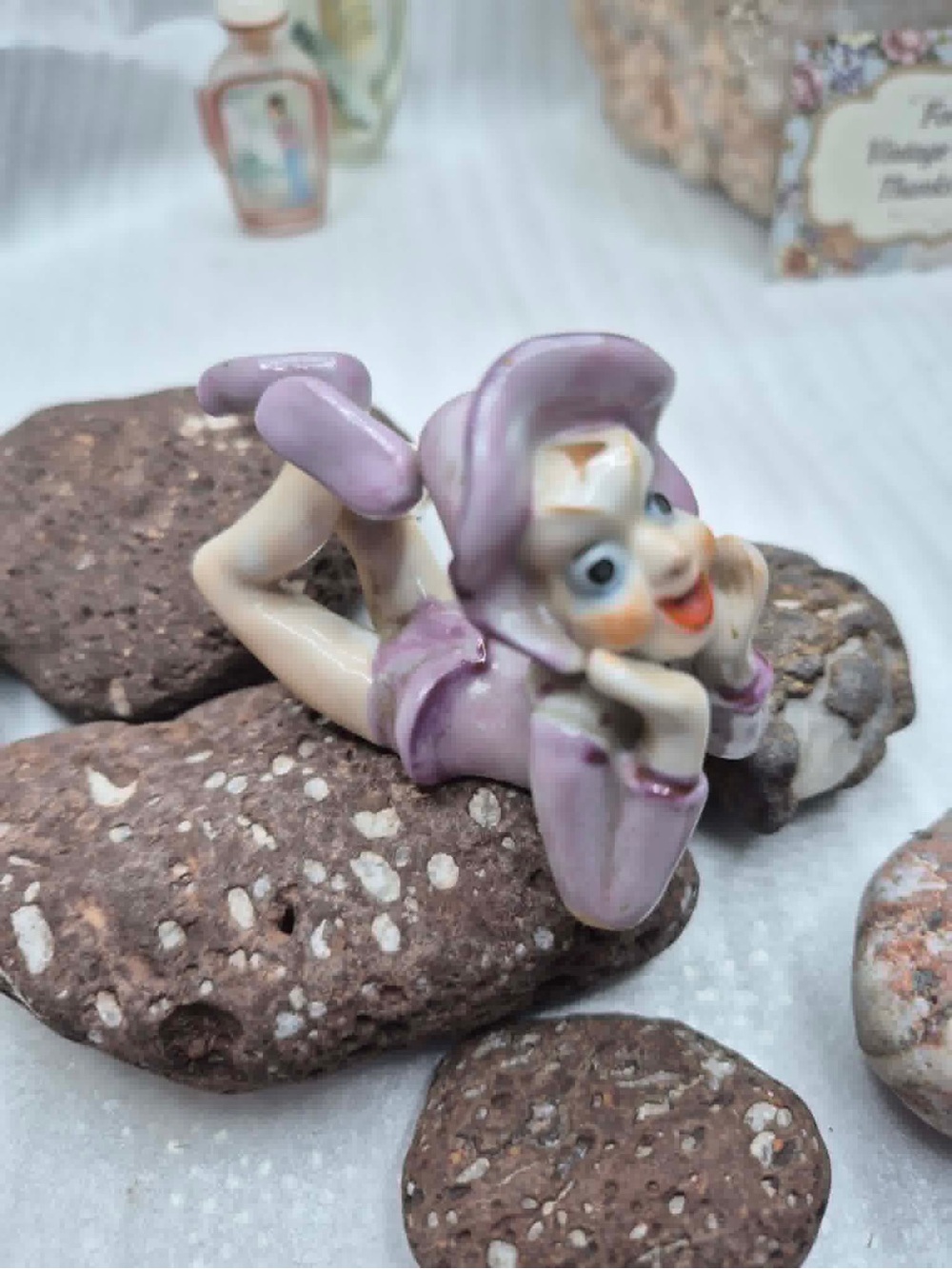 RARE Purple Pixie - MCM Miniature Elf / Jester in Lavender JAPAN 1940s Vintage
